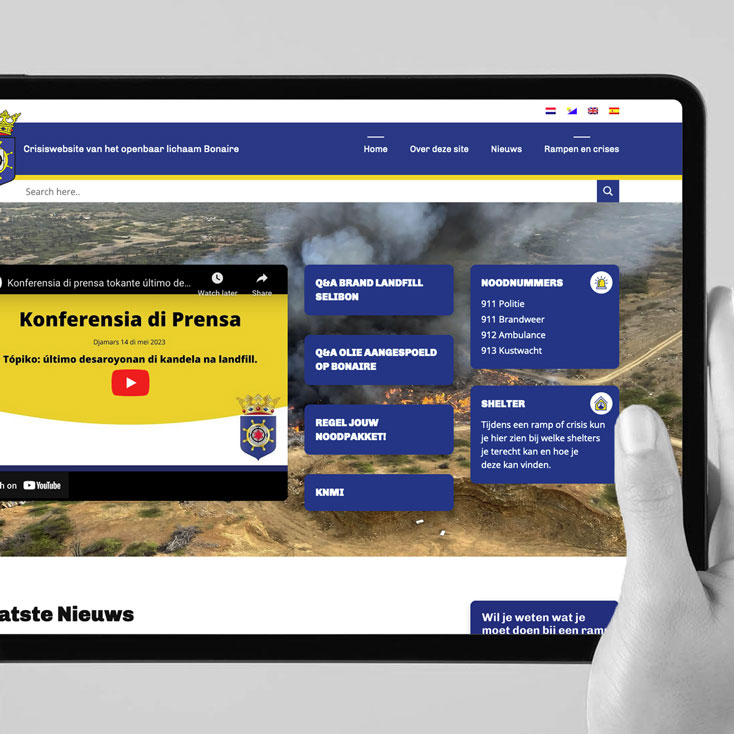 website design for Bonaire Crisis website